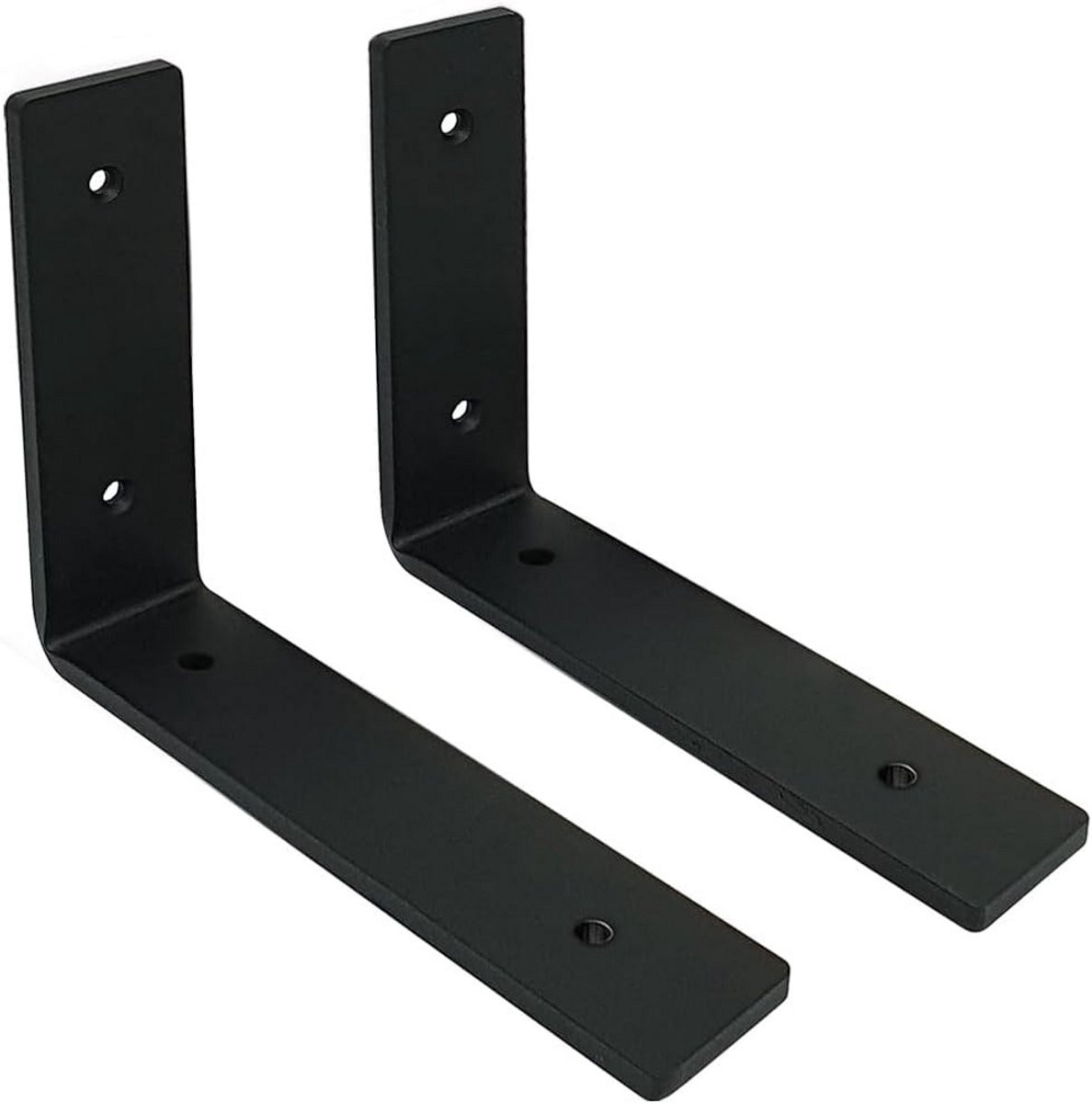2 Stuks Zwarte RVS Plankdragers voor Industriële Planken, 15 cm
