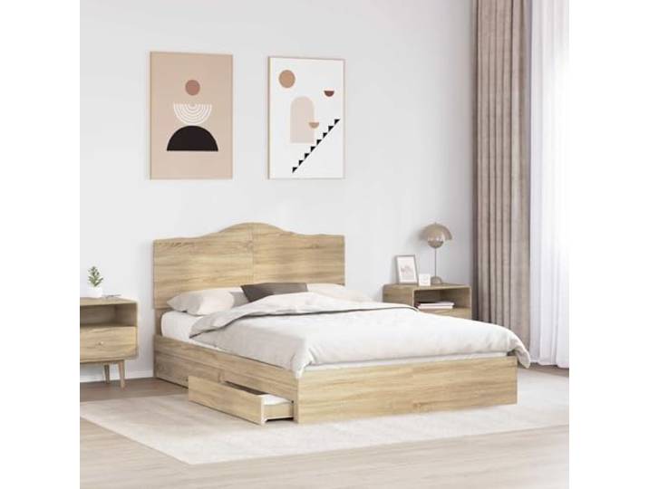 KTHLBRH Boxspringbett Eiche Sonoma 150 x 200 cm Engineered Holz, 2 Schubladen, Kopfteil inklusive, einfache Montage