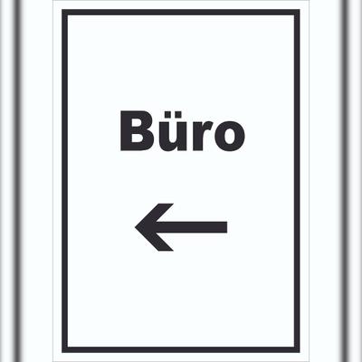 HB-Druck Büro Schild mit Text und Richtungspfeil links Office Bureau hochkant A0 (841x1189mm)