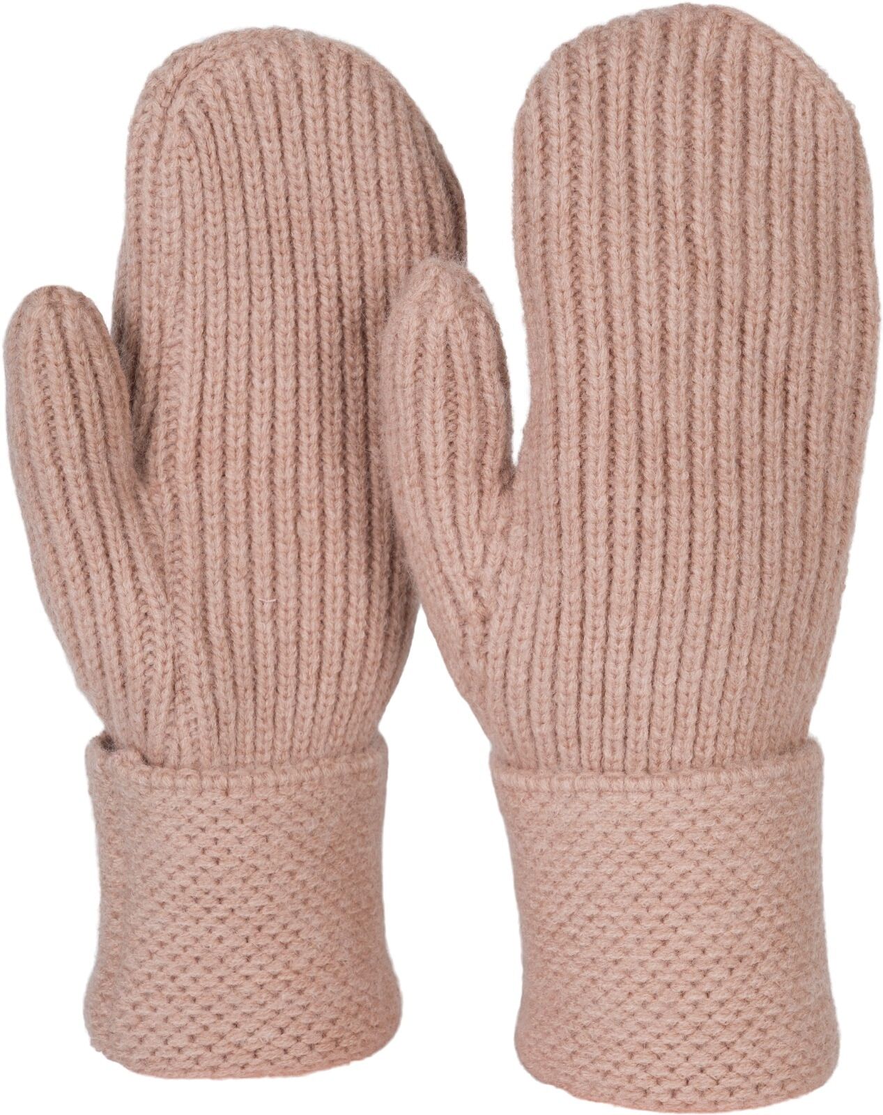 Fäustlinge STYLEBREAKER "Strick Fäustlinge mit gemustertem Bund", Damen, braun (hellbraun), Obermaterial: 100% Polyacryl PAN., Modisch, Handschuhe Fäustlinge