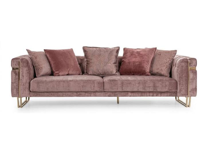 JVmoebel 3-Sitzer Sofa Modern Rosa Luxus Einladend Fließend Gemütlich Minimalistisch, 1 Teile, Einfarbig, Modernes Design