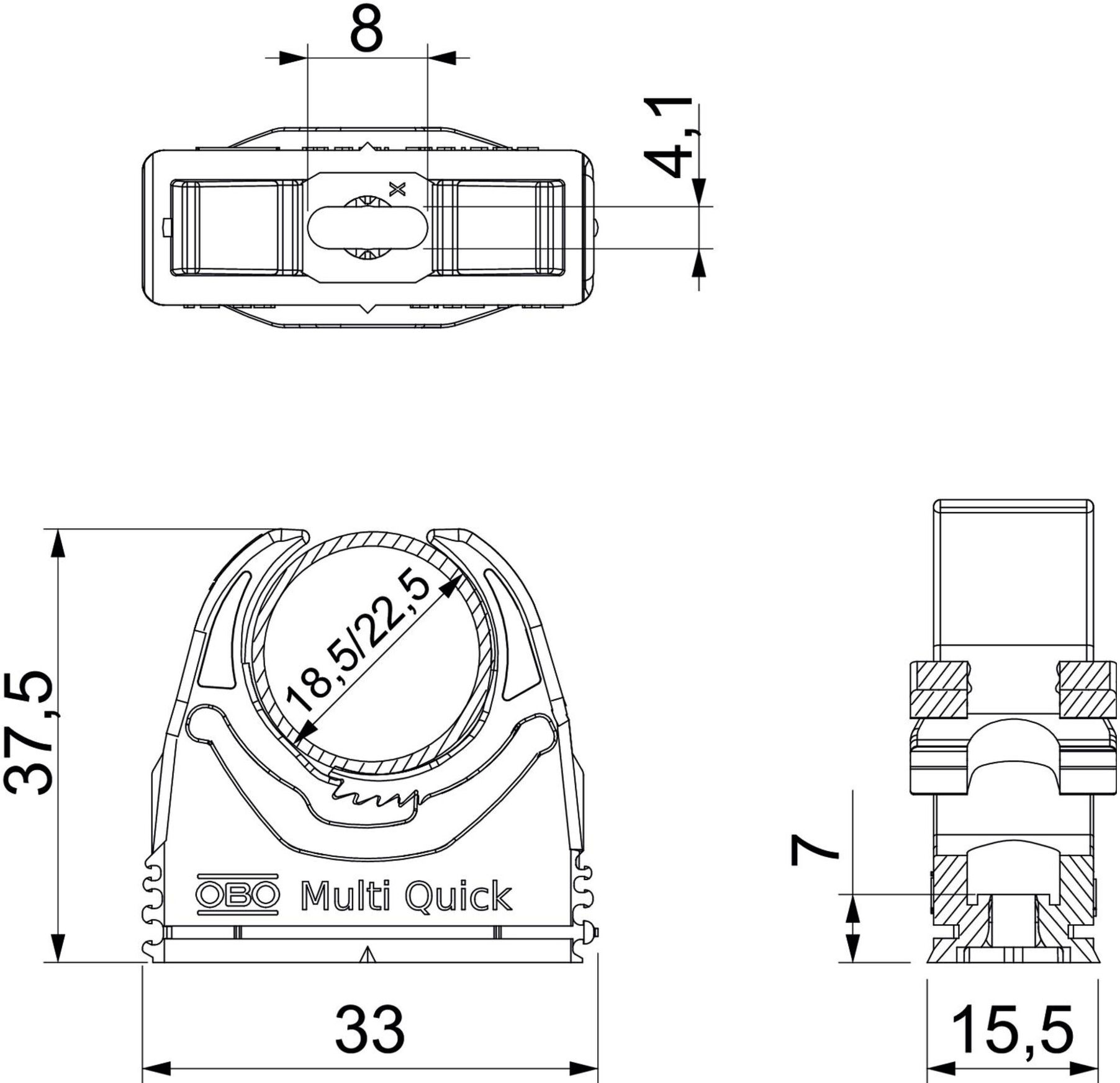 OBO Bettermann Vertr Quick-Schelle lgr,18,5-22,5mm M-Quick 18-22LGR (2153114)