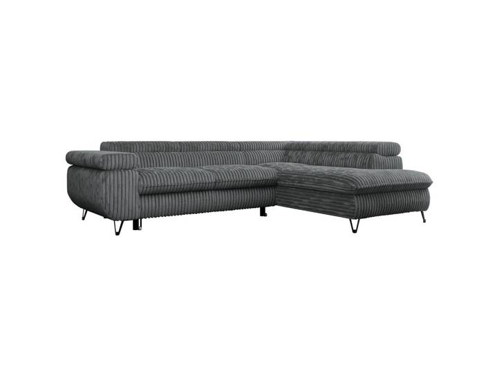 ECKSOFA PEDRO L Dunkelgrau Cord - Rechts Seite