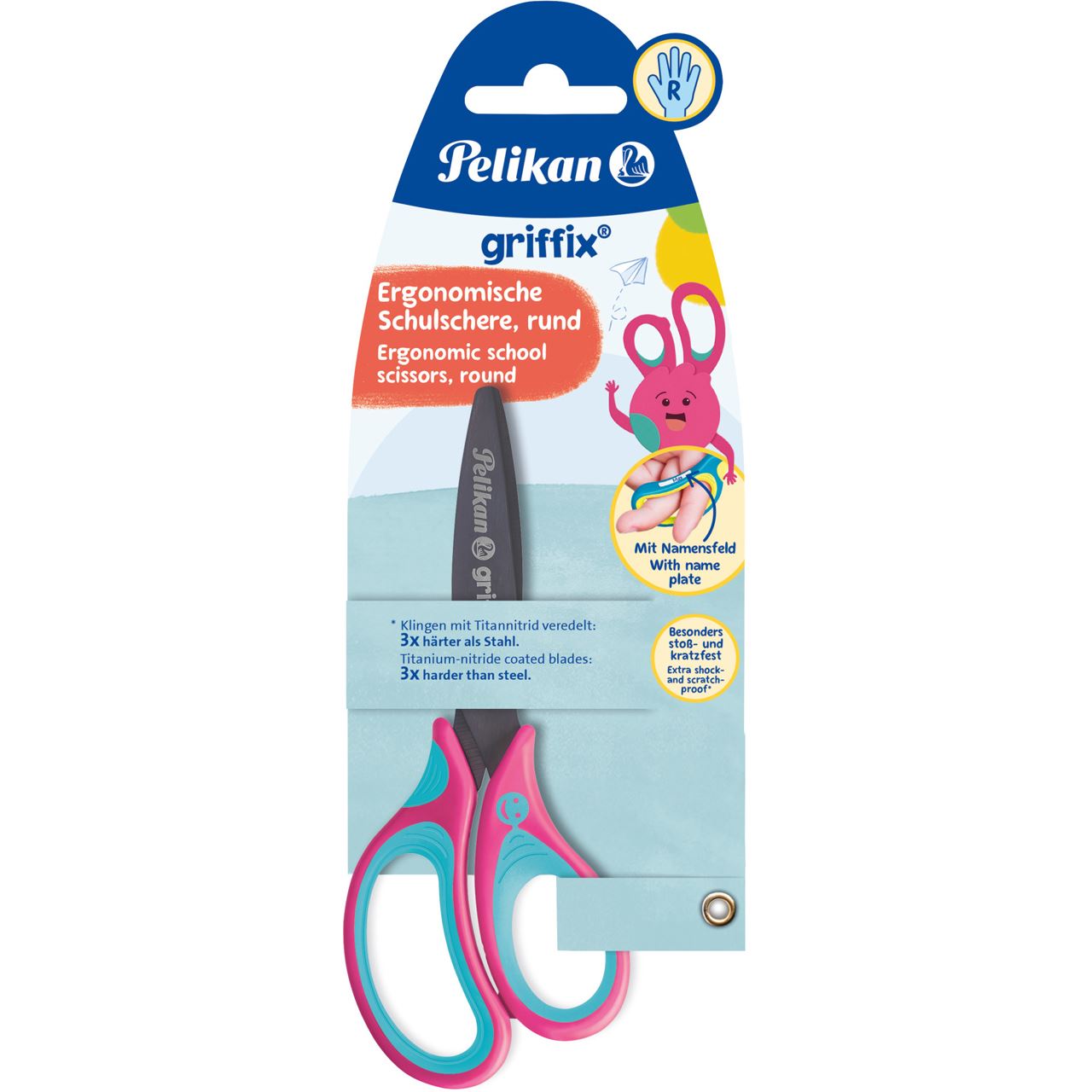 Pelikan griffix Schulschere rund Rechtshänder LovelyPink Blister