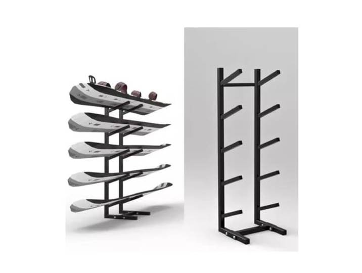 Bodenstehender Snowboardständer, Freistehend für Ski/Skateboards/Roller, Musterbrett-Präsentationsständer, Aufbewahrungsregal für Sportmatten Aus Metall ( Farbe : Schwarz , Größe : 25x25x102cm )
