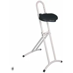 PROREGAL Klappbare Stehhilfe | Sitzhöhe 61-86cm | Tragfähigkeit 80kg | Polyurethane-Sitz | Schwarz/Schwarz