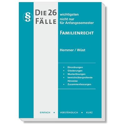 Die 26 wichtigsten Fälle Familienrecht, Gebundene Ausgabe von Karl-Edmund Hemmer,Achim Wüst,Hemmer/Wüst Verlags GmbH Merklein, Hemmer/Wüst,