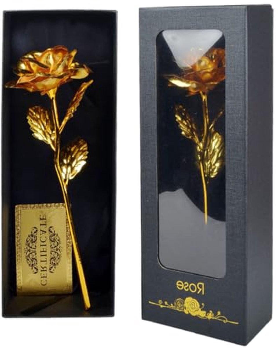 Gouden Roos Eeuwige Roos Vergulde Bloemen - Lengte: 27 cm - Goud