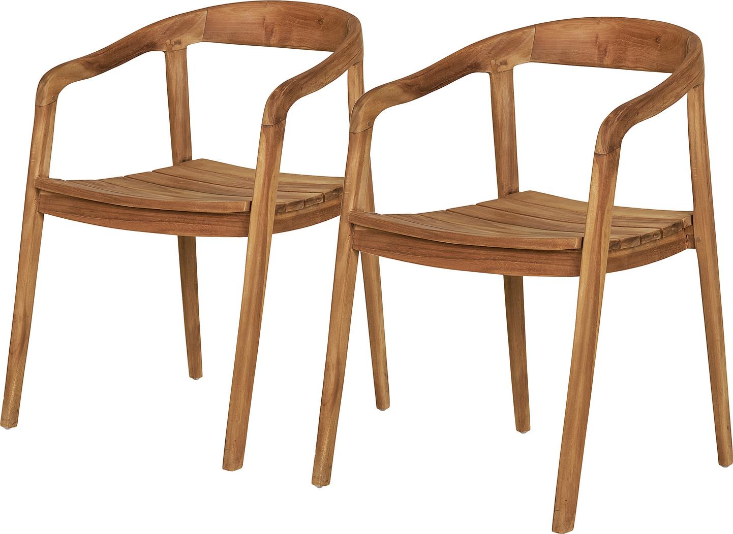 home24 Gartenstuhl - 2er-Set - Massivholz Teak