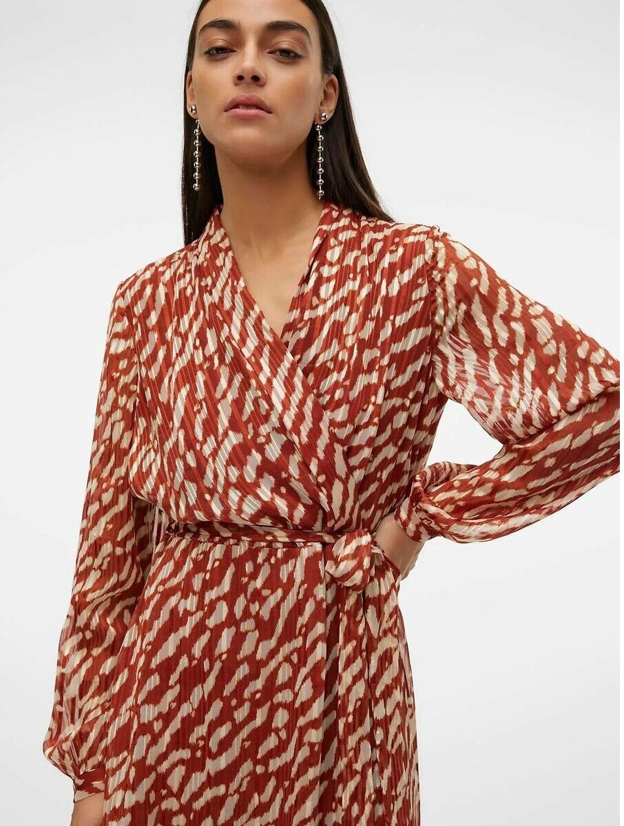 VERO MODA Robe courte imprimée, col V