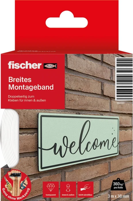 Fischer GOW Montageband breit, 3m x 38mm (transparent)