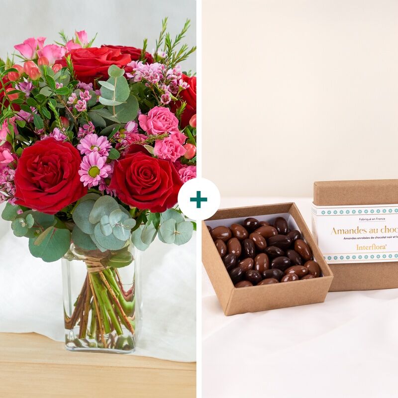 Bouquet Eclat de rose et chocolats - Interflora