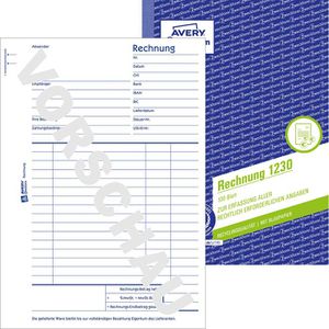 Zweckform Avery  1230 Rechnungsbuch A5 100 Blatt