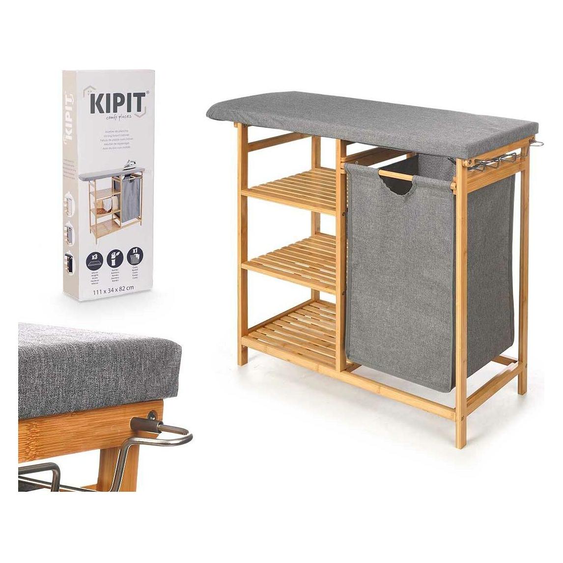 Kipit Bügelbrett aus Bambus mit grauen Schubladen (111 x 34 cm) (47782121)
