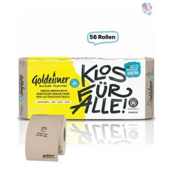 56 Toilettenpapierrollen SET GOLDEIMER, 3-lagig, 56 x 150 Blatt, 100% recycelter Zellstoff, natur, wolkenweich, 8400 Blatt