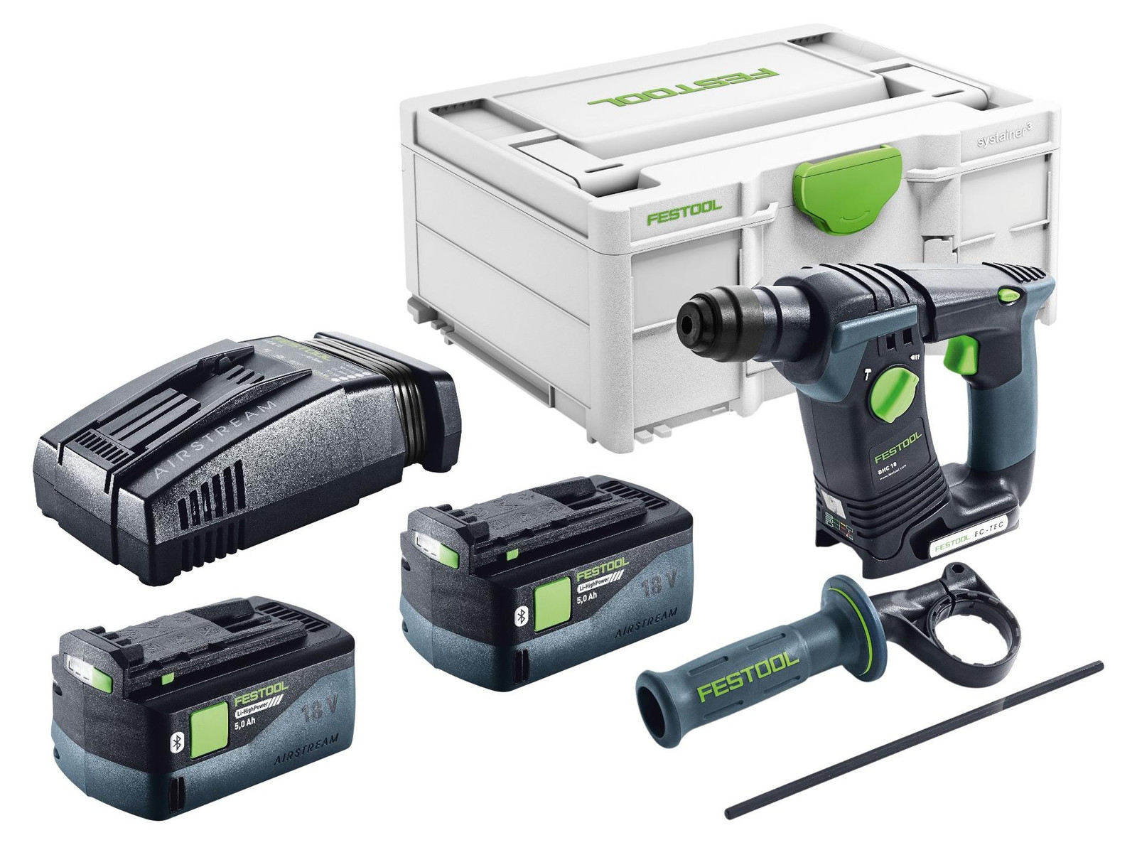 Festool BHC 18-Basic accu-boorhamer 18 V 1,8 J SDS Plus Brushless met 2x 5,0 Ah accu, snellader en Systainer