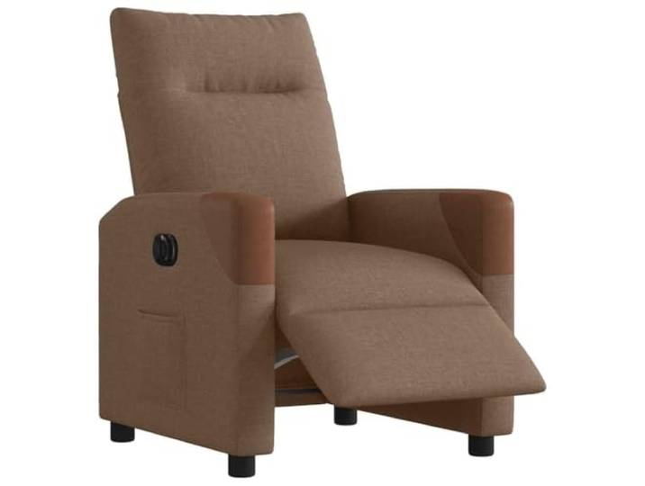 WHOPBXGAD Elektrisch Wohnzimmer Modern Braun 1 Stück Relaxsessel Elektrisch Braun Stoff TV Sessel mit Motor Liegefunktion 135 Grad Seitenfach Fernsehsessel Wohnzimmer