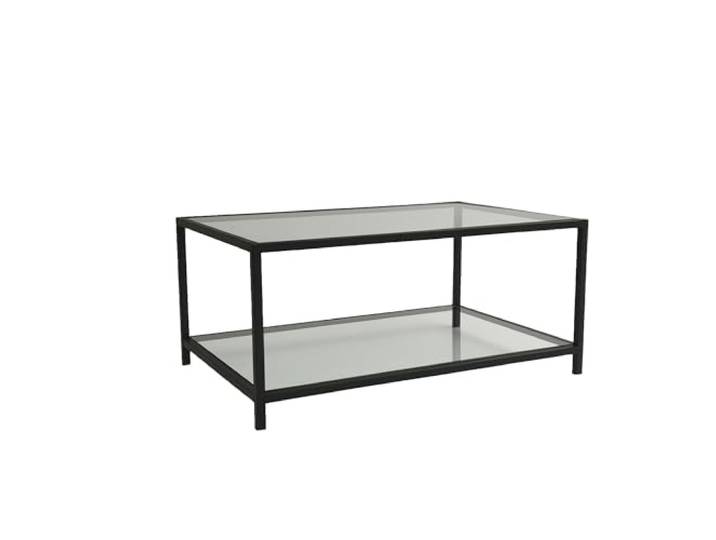 Hanah Home Modern Industrial Coffee Table, Fume & Black, 90 x 60 x 40 cm 100% Tempered Glass Top, 4 mm Sturdy Metal Frame Stylish & Functional Design