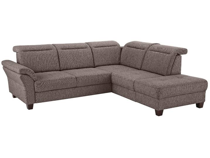 Ecksofa, Luxus-Microfaser Lederoptik, Braun, 260×235 cm, Kopfteilverstellung & Bettfunktion, Klassisch, Home-affaire
