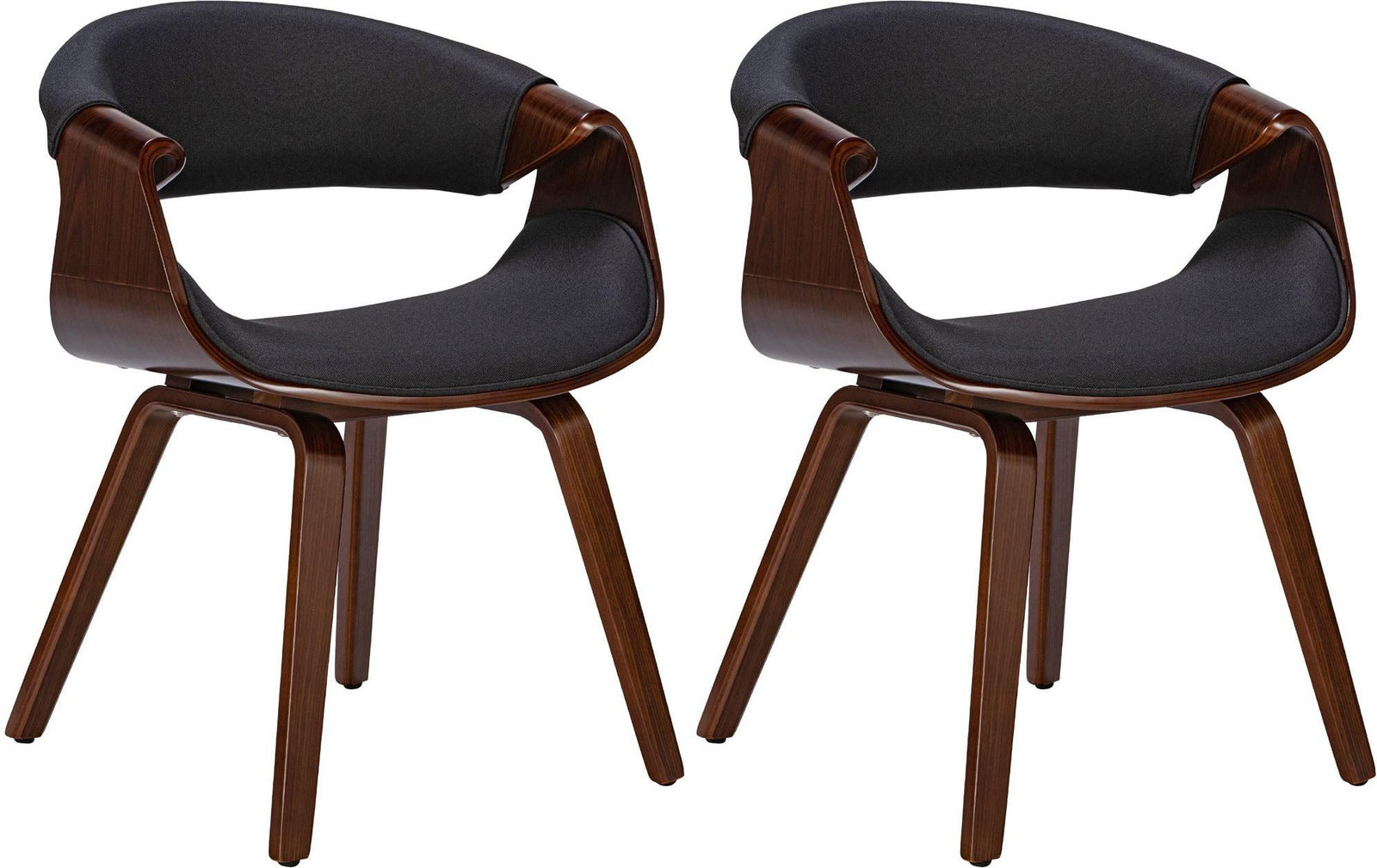 CLP Foley set van 2 stoelen met armleuningen, kunstleer, beukenhouten poten, zwart