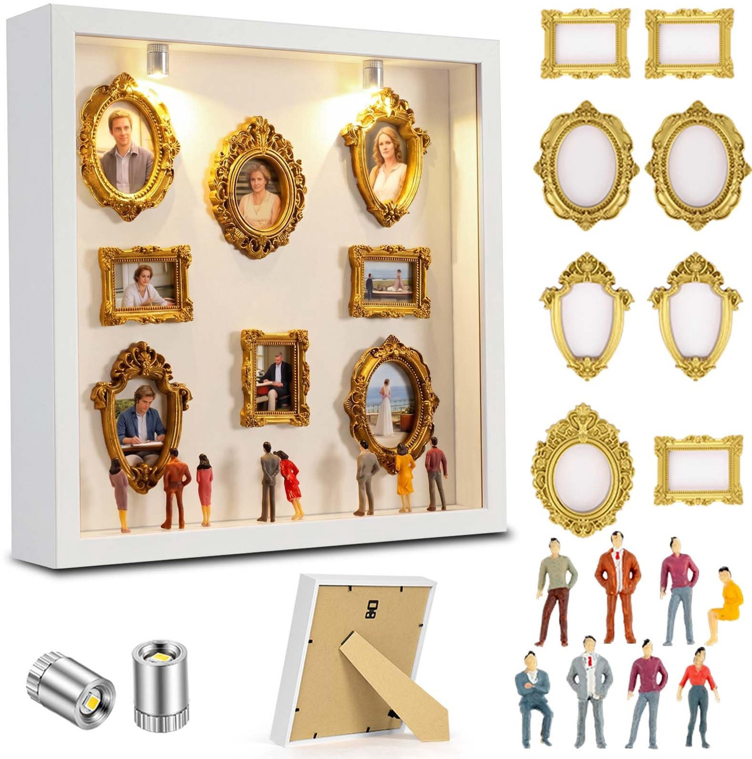 Luxento Mini museum silhouet box creatieve fotolijst met ledlicht in goud