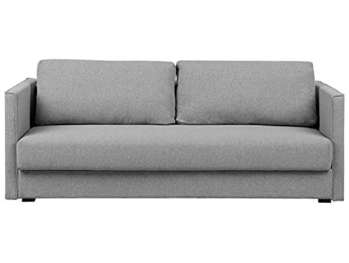 Beliani 3-Sitzer Schlafsofa Stoff grau mit Bettkasten flachen Armlehnen geradlinig Eksjo