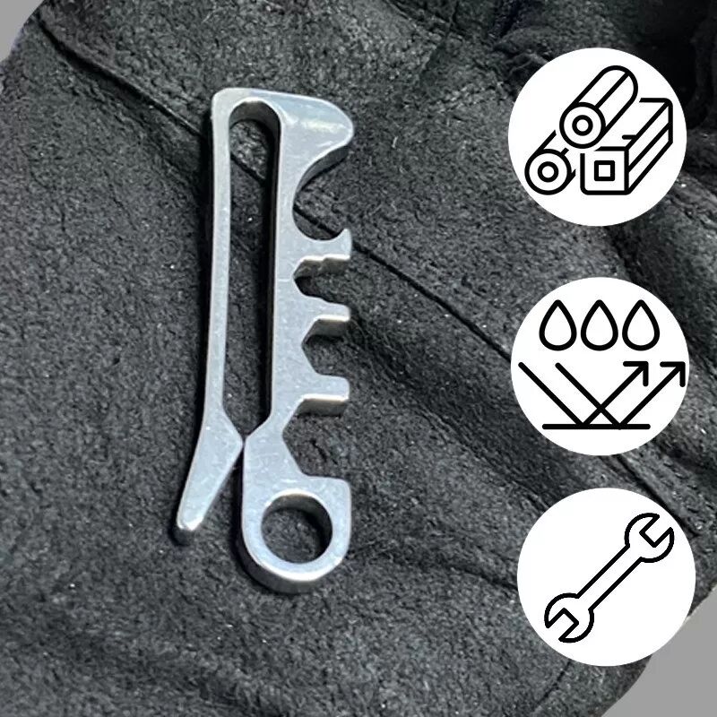INF 2er-Pack Edelstahl Schraubenschlüssel Gürtelclip - EDC Outdoor Ausrüstung Karabiner mit Schlüsselring
