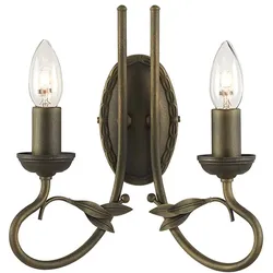 Wandleuchte Lampe Metall Schwarzes Gold B 25 cm 2 Flammig Flurleuchte 2 Flammig