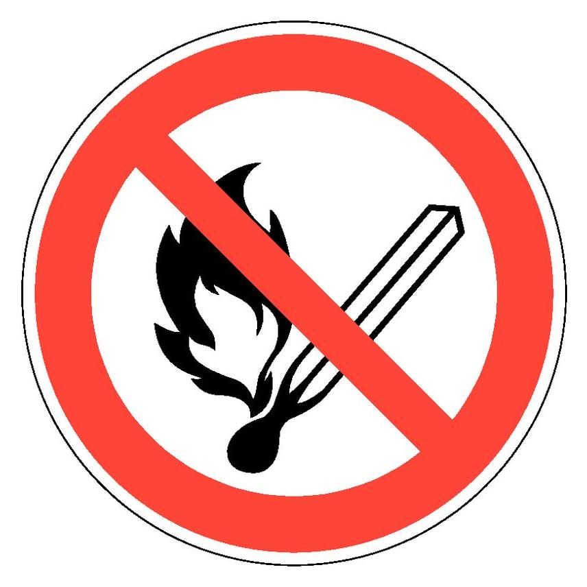 BRW Verbotsschild Feuer, offenes Licht und Rauchen verboten - Ø 5 cm, 6er-Bogen (538020.0010)