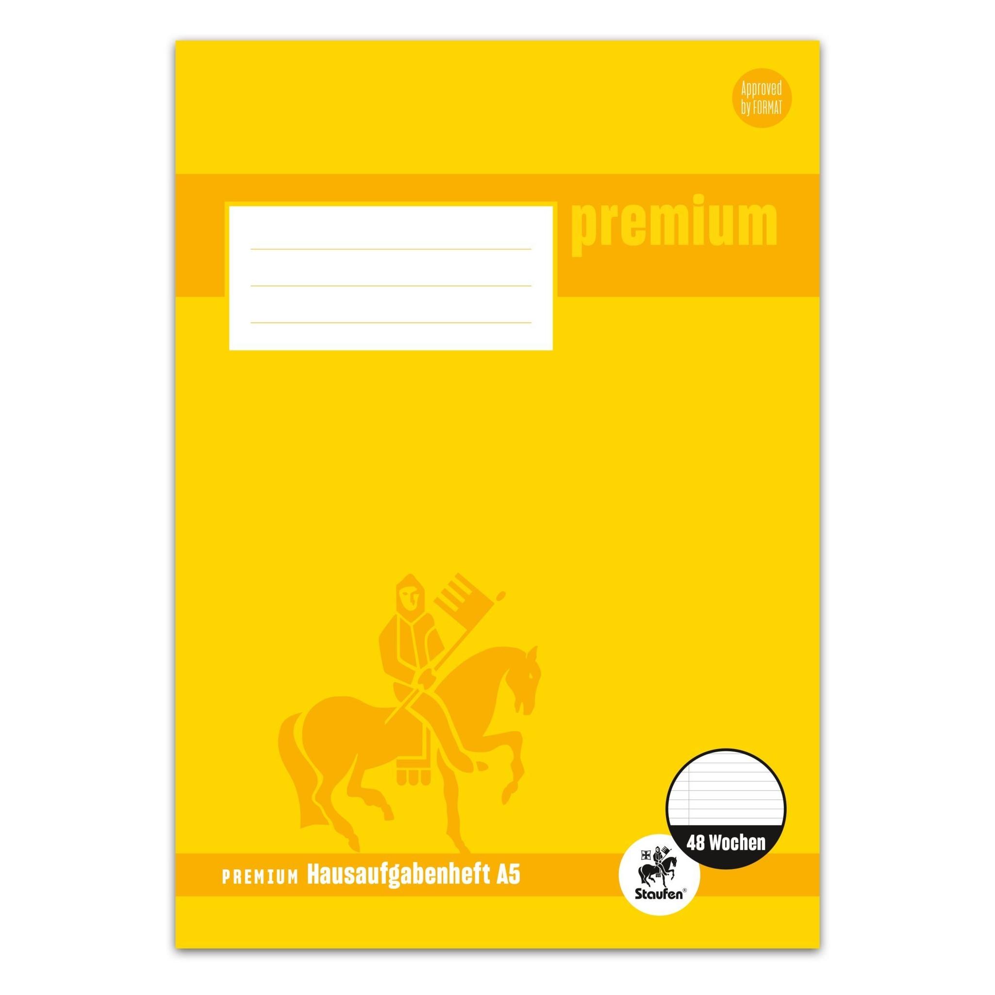 Staufen Hausaufgabenheft Premium Lineatur SL liniert DIN A5 Rand rundum, 48 Blatt (A5) (734010254)