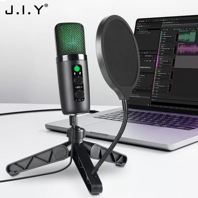 INF USB Kondensatormikrofon - 192kHz/24Bit Studio-Aufnahmemikrofon mit Stativ & Popfilter
