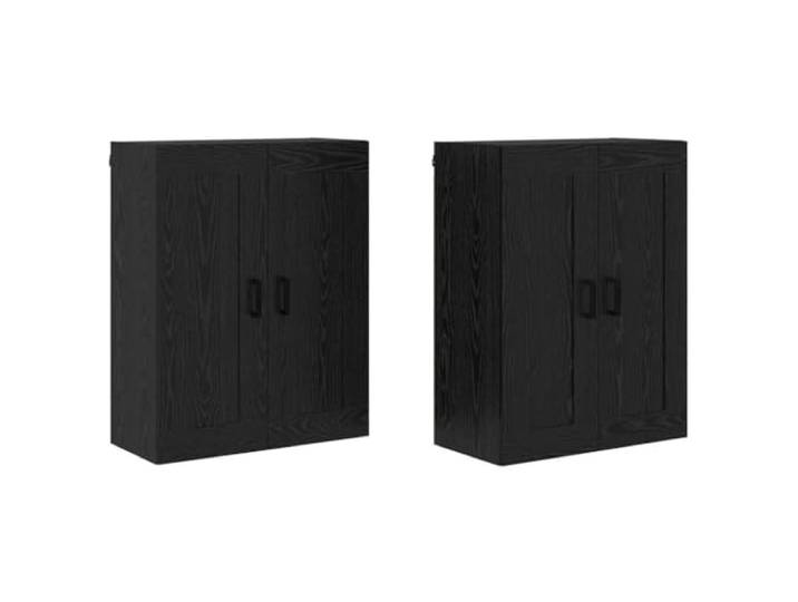 Kaorsrow Wandschrank 2er Set Schwarz Eichen-Optik Holzwerkstoff Wandhängendes Aufbewahrungssystem für Wohnzimmer oder Büro, platzsparendes Design mit 4 Türen und viel Stauraum.