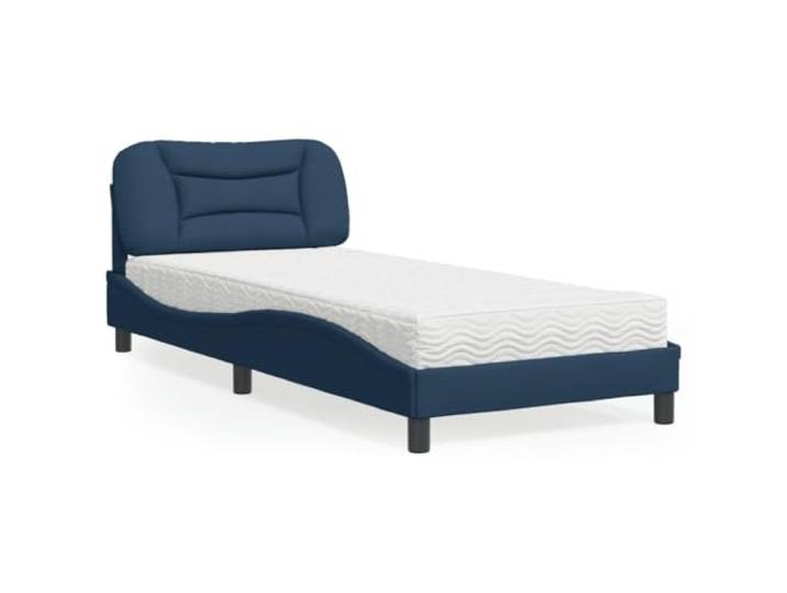 WDGJJFECNMUEHI Stoffbett atmungsaktiv Hvar Blau 90x200 cm Bett mit Matratze Hvar Blau 90x200 cm Stoff Schaumstoffmatratze Lattenrost Bettgestell modern Komfort Schlafzimmer