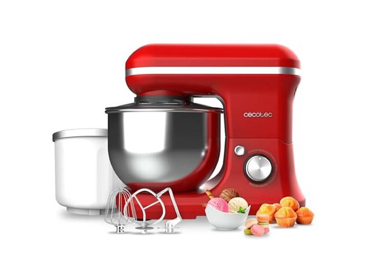 Cecotec Batteur Mélangeur Cecomixer Merengue 5L 1200 Ice-Cream Rouge. 1200 W\, Bol en Acier Inoxydable de 5 L et Accessoires pour Battre et Pétrir\, Comprend une Fonction pour Faire de la Glace