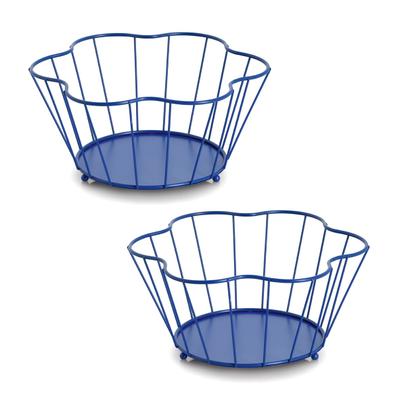 Obstschale ZELLER PRESENT "Obstkorb, Metall, 2tlg.", blau, B:30cm H:14cm T:30cm Ø:30cm, Schüsseln, Obstschale, ca. 30x27x14 cm