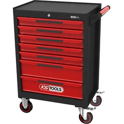 KS Tools ECOline SCHWARZ/ROT Werkstattwagen mit 7 Schubladen - 897.0007