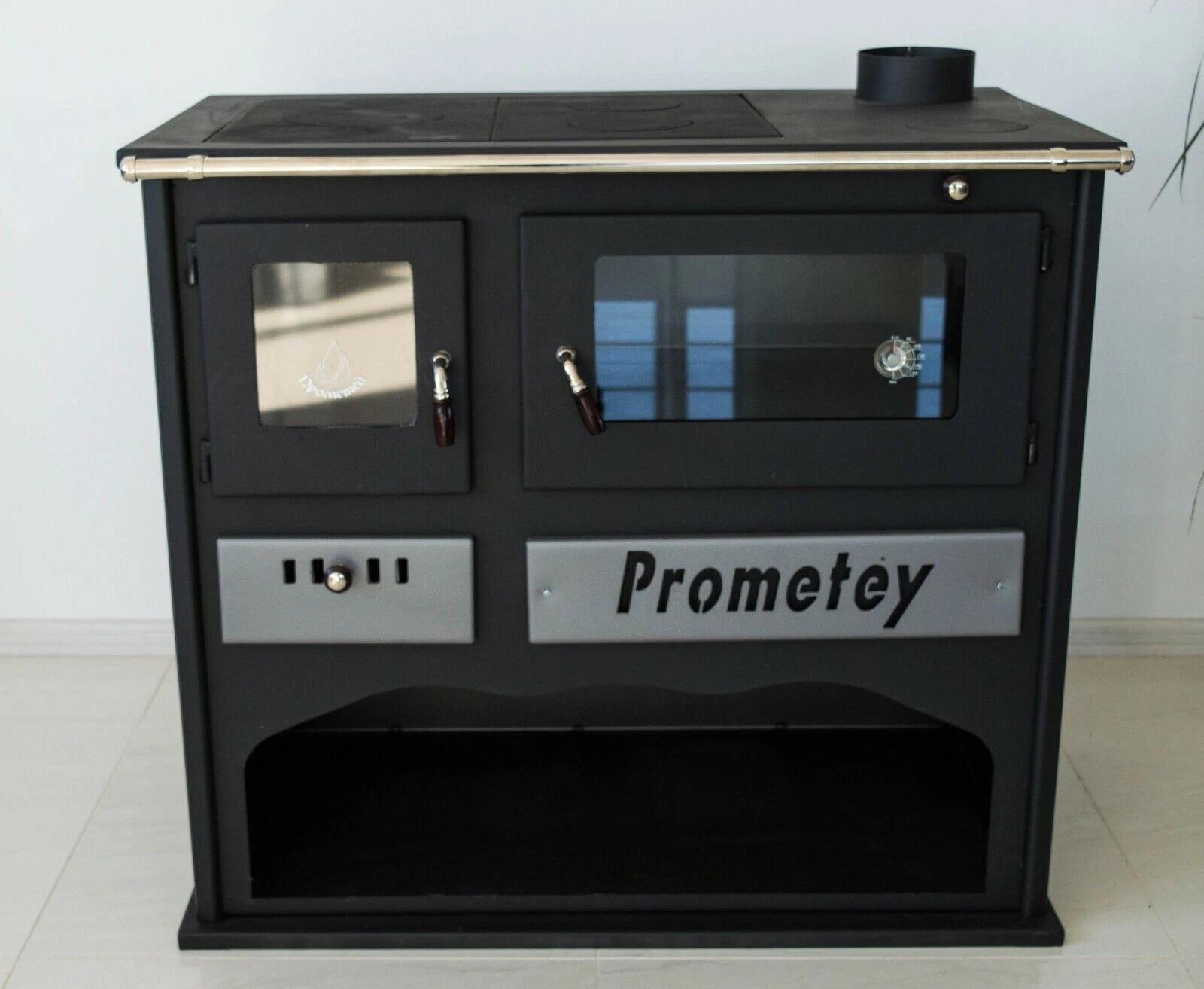Holzofen mit Backofen 11-15 kW PROMETEY Praktik-L - 3 Kochplatten, gusseiserne Kochplatte, integrierter Backofen, traditionelles Design