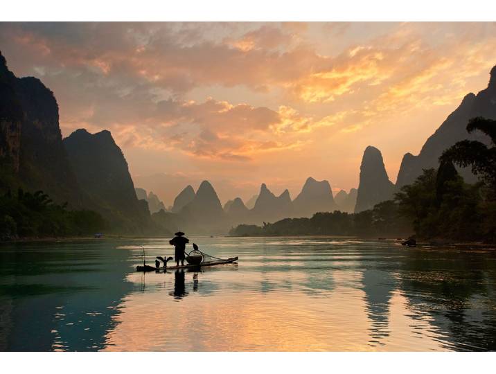 Fototapete PAPERMOON Photo-Art YAN ZHANG, GOLDEN LI RIVER , bunt, B:4m L:2,6m, Vlies, Tapeten, Fototapete