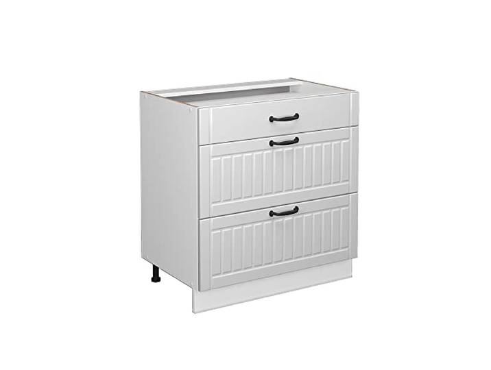 Vicco Badschrank Fame-Line , Weiß Landhaus 80 x 82 cm 3 Schubladen · Für Pflegeprodukte & Badutensilien · Übersichtliche Aufbewahrung · Geräumiger Innenraum