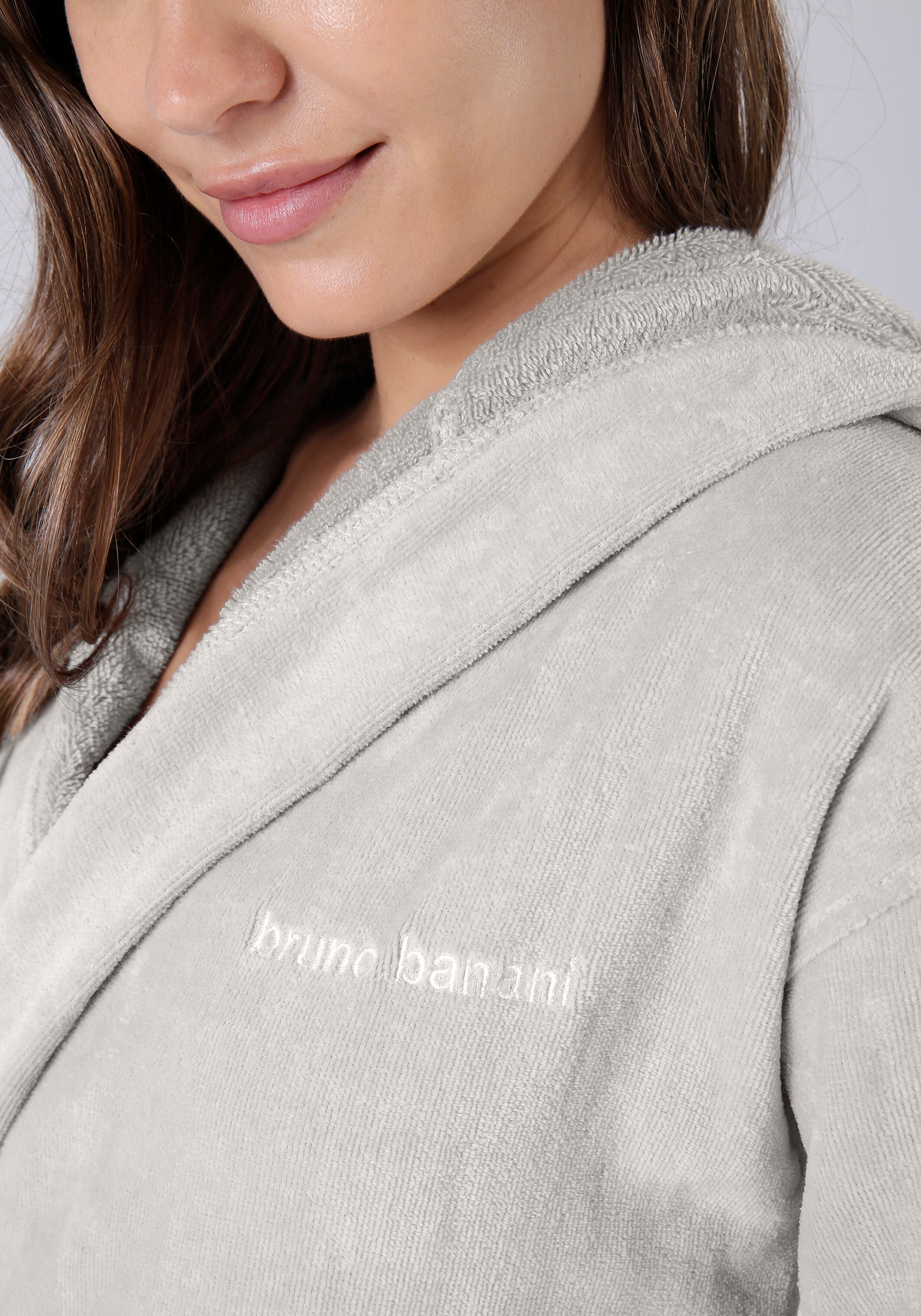 Unisex-Bademantel BRUNO BANANI "Daniel, ideal für Sauna & Spa, Hotelbademantel, Morgenmantel" Gr. XXL, grau (hellgrau), XXL, Veloursfrottier, Hausmäntel, Unisex-Bademantel, Damen & Herren Bademantel, lang, mit Taschen, S-5XL hellgrau XXL