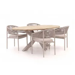 Bellagio Panaro/ROUGH-Y Ellips 200 cm Gartenmöbel-Set 5-teilig stapelbar