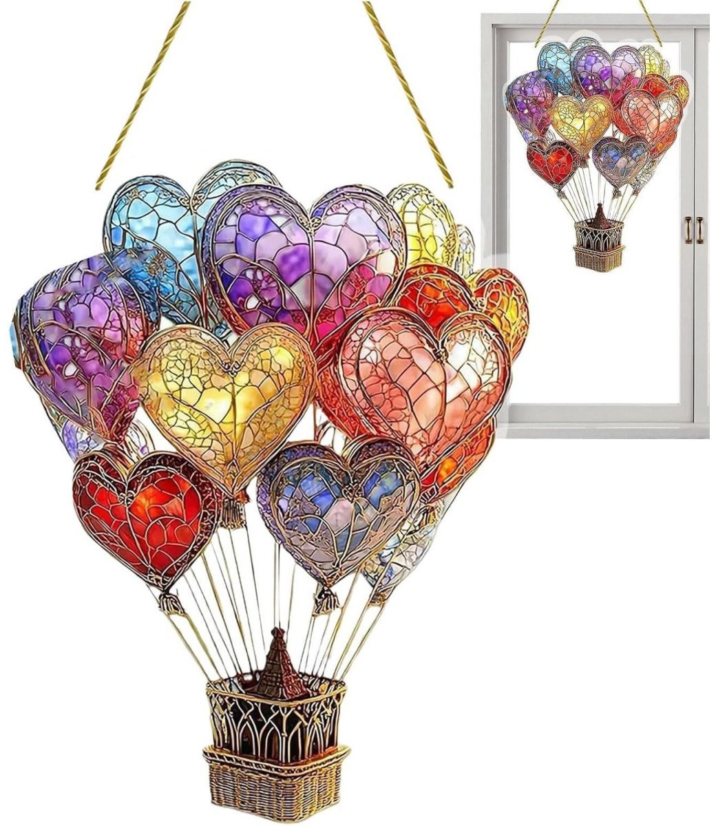 longziming Acryl Hanger Hartvormige Heteluchtballon Decoratief Hangbord voor Valentijnsdecoratie, 23 x 18 cm