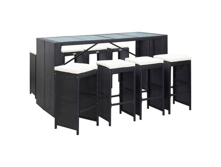 vidaXL Gartenbar-Set 9Er Set Poly Rattan Schwarz, Kunststoff, Gartenmöbel, Gartengarnituren, Gartenmöbel-Sets