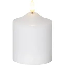 LED Kerze Flamme Echtwachs warmweiße 3D Flamme H: 12cm Batterie Timer weiß