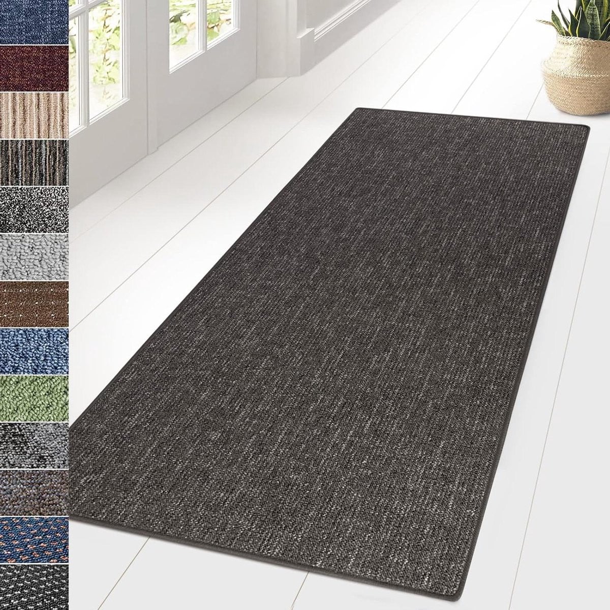 Karpet Runner Modern Vloerkleed voor Woonkamer, Keuken of Gang, Antraciet, 80 x 150 cm