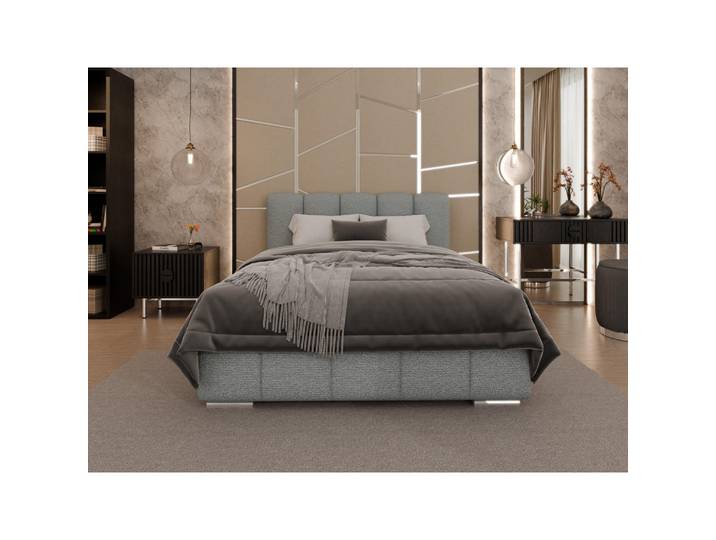Homesy Polsterbett Zaira 140x200cm – Elegantes Polsterbett für modernen Wohnstil, Zonierte Multi-Taschen-Federkern (24cm), Blaugrau, Holz, Mode, 100x200 cm, Schlafzimmer, Betten, Polsterbetten