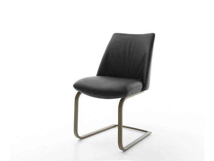 Cantilever Elso Flex cuir de vache noir pied cantilever plat aspect titane ressorts ensachés