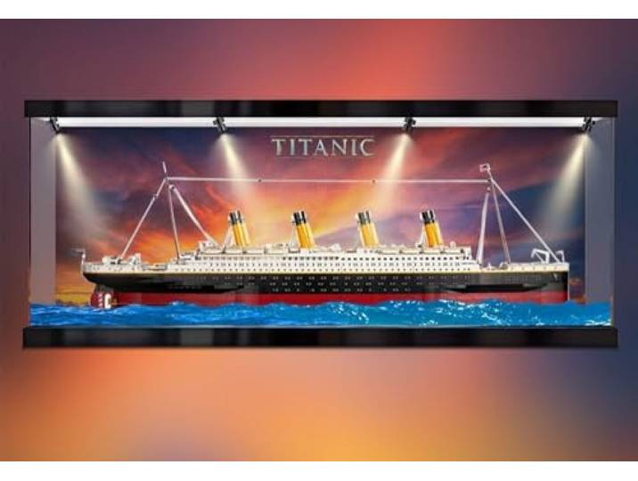 Caikbms Acryl Vitrine Kompatibel Mit Le-go 10294 Titanic Bausteinmodell, Staubdichte Transparente Modellbox Mit Spotlight (Nur Vitrine, Modell Nicht Im Lieferumfang Enthalten) A