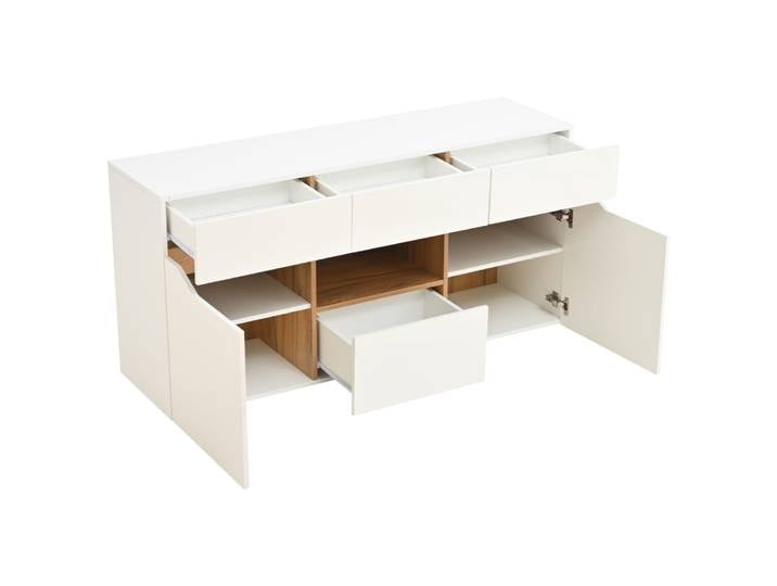 Buffet blanc et aspect bois avec led
