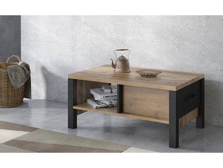 Couchtisch HOME AFFAIRE Olin , schwarz (appenzeller fichte, schwarz matt, appenzeller fichte), B:90cm H:42cm T:56cm, Tische, Couchtisch, Breite 90 cm
